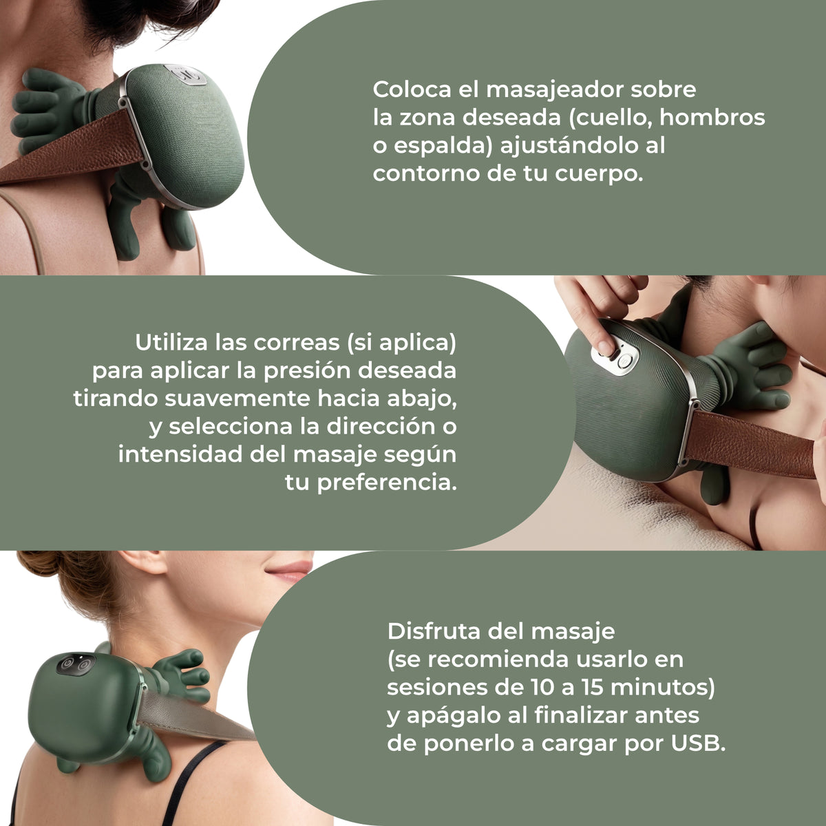 Cómo usar el masajeador de cuello y hombros con correas